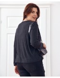 Bluza clasica cu decolteu in V, neagra, FG561 - Magazin online - Boutique